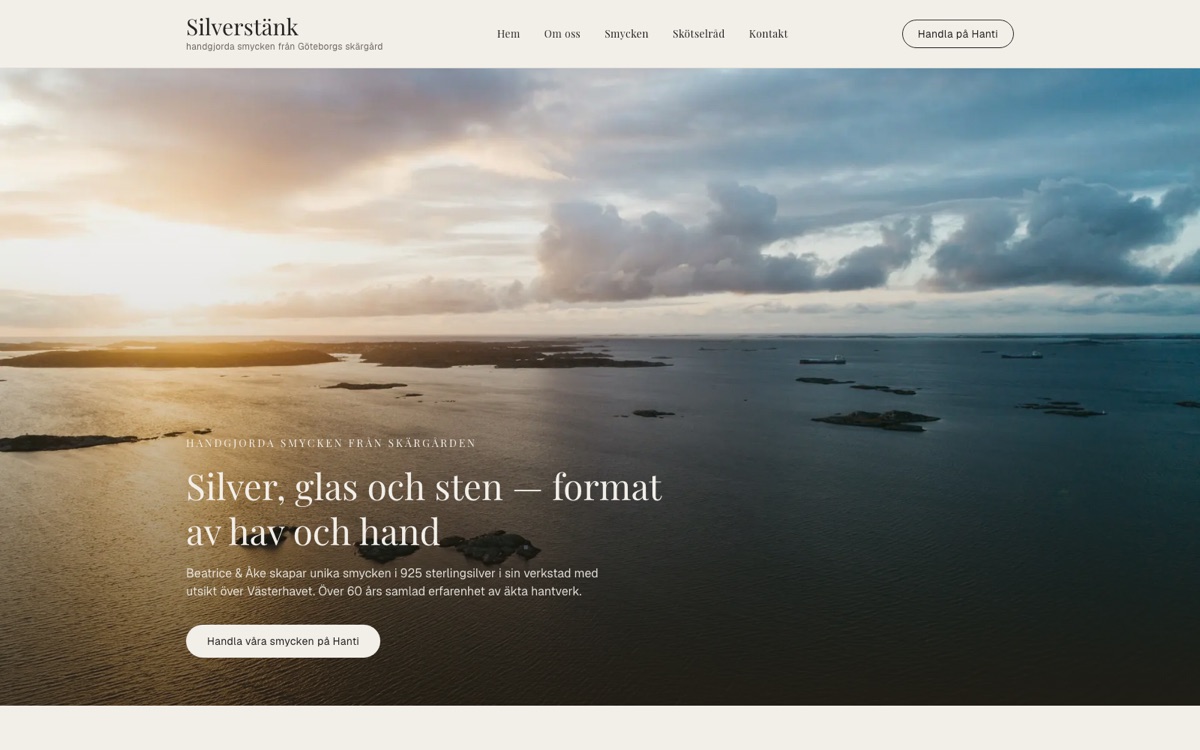 Skärmdump av startsidan för silverbas.se